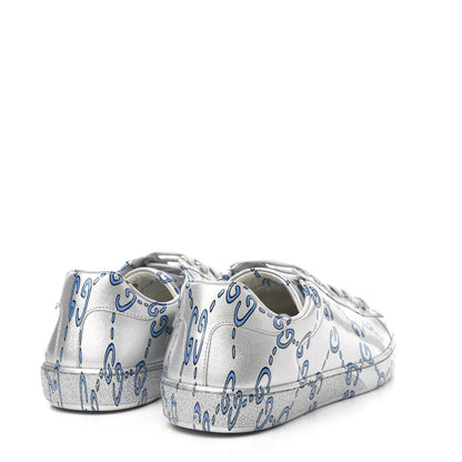 Gucci Miro Rubber Wax GucciGhost Print Mens New Ace Sneakers 7 Silver 4 of 9