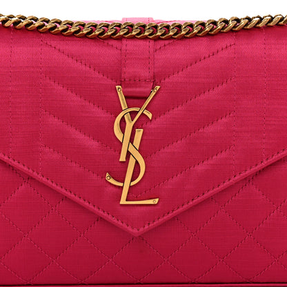Saint Laurent Satin Mixed Matelasse Triquilt Monogram Chain Wallet Guava 7 of 9
