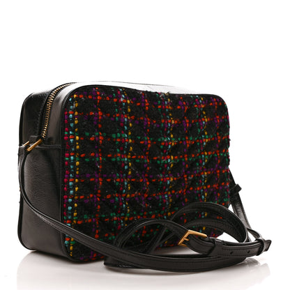 Saint Laurent Tweed Calfskin Monogram Lou Camera Bag Black 3 of 9
