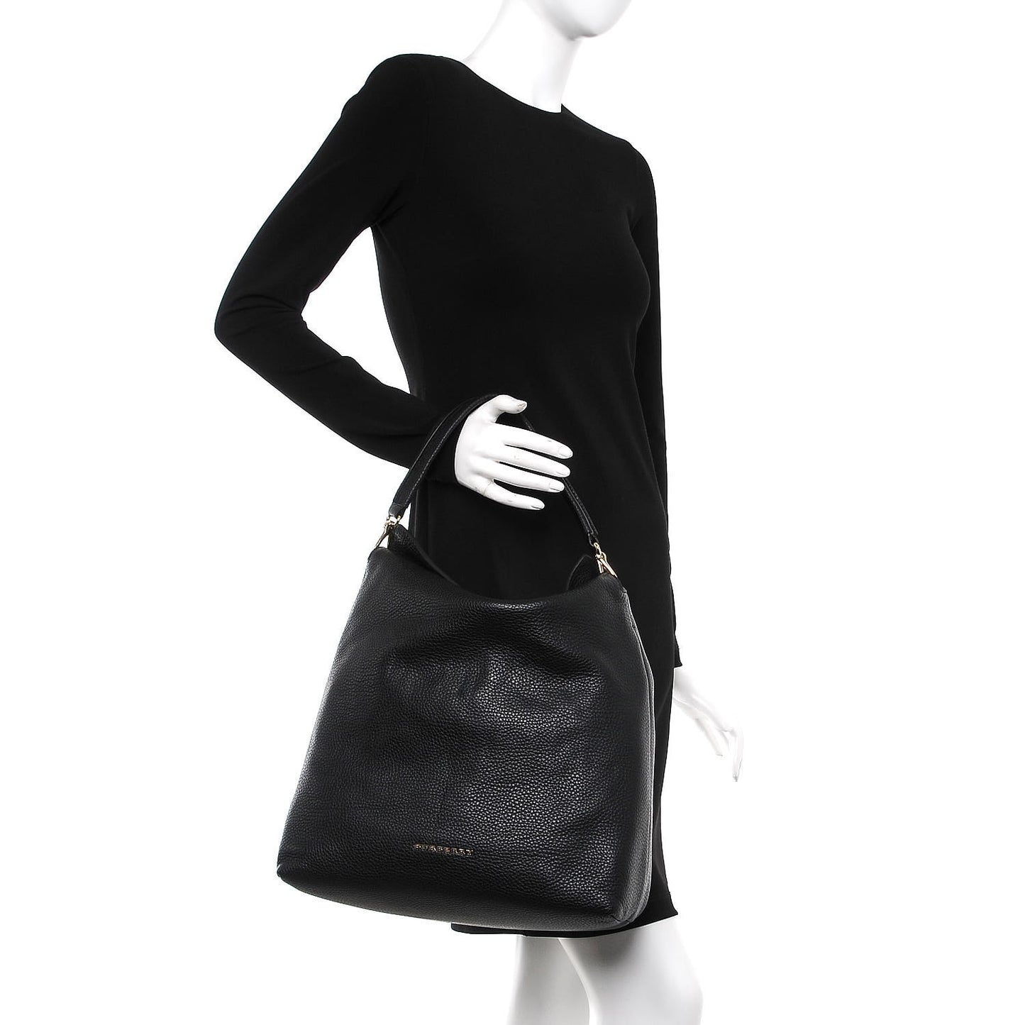 Grainy Calfskin Medium Cale Hobo Black