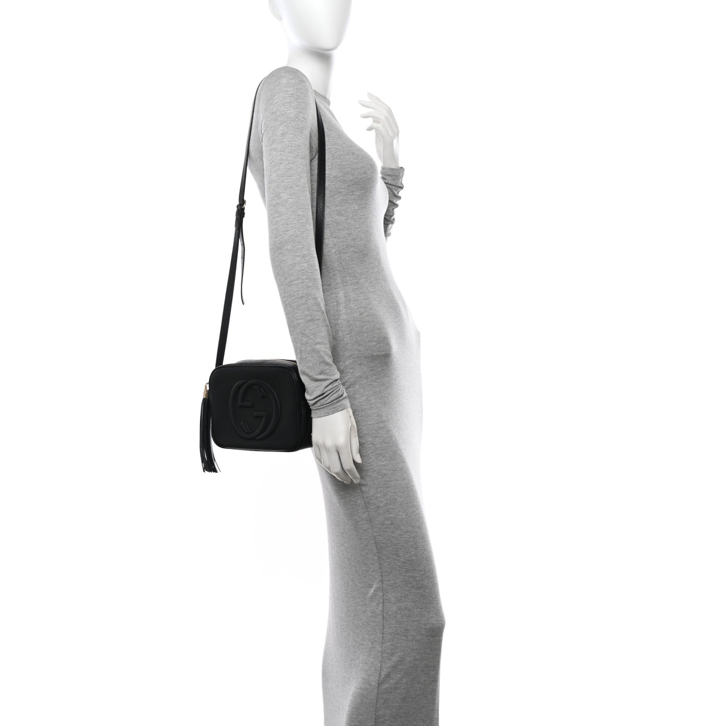Pebbled Calfskin Small Soho Disco Bag Black
