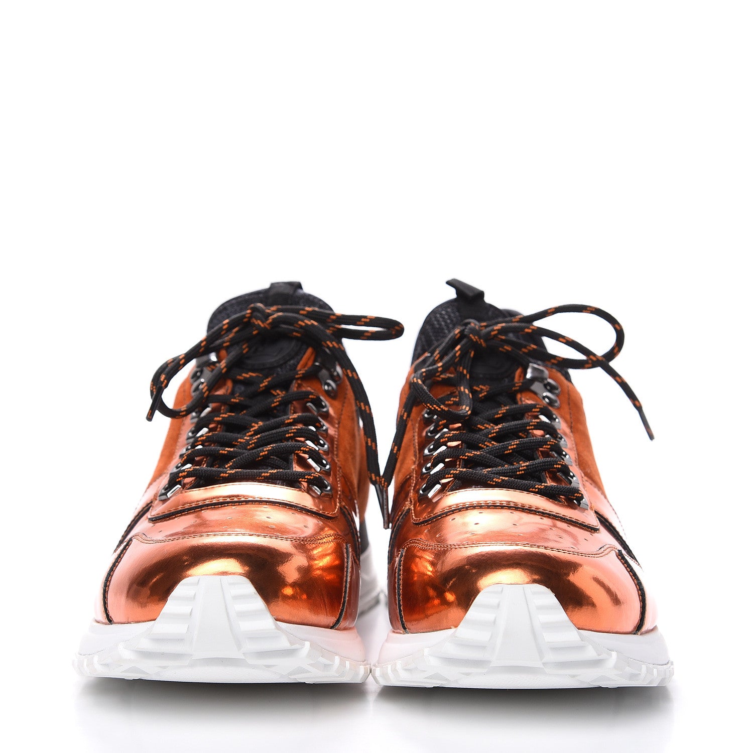 Louis Vuitton Metallic Patent Suede Run Away Sneakers 8 Orange 2 of 7