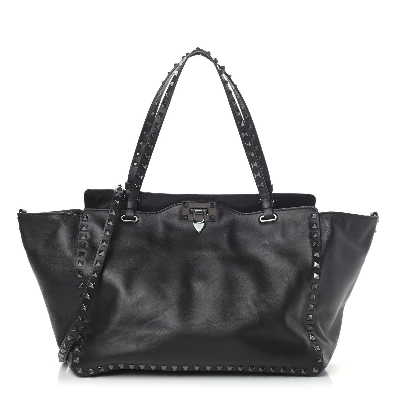 Valentino Garavani Vitello Medium Rockstud Tote Black 1 of 6