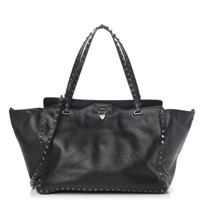 Valentino Garavani Vitello Medium Rockstud Tote Black 1 of 6