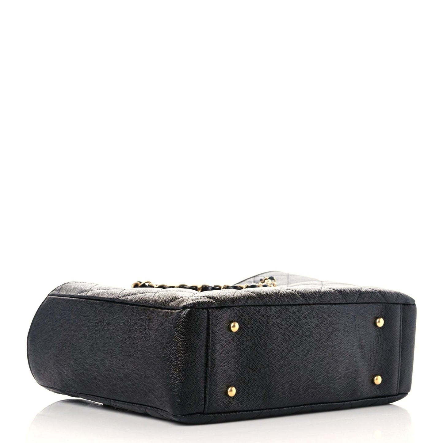 Caviar Quilted Small Shopping Tote Black
