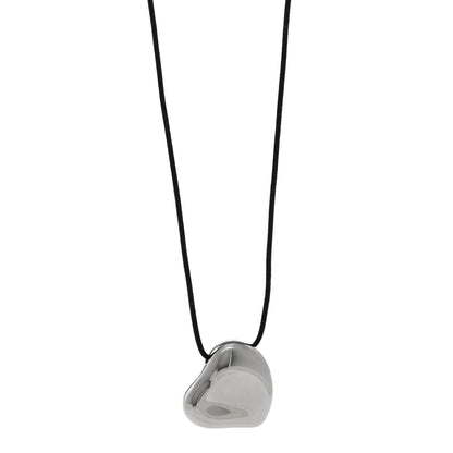 Tiffany Ruthenium 26mm Elsa Peretti Full Heart Pendant Cord Necklace Black 1 of 4