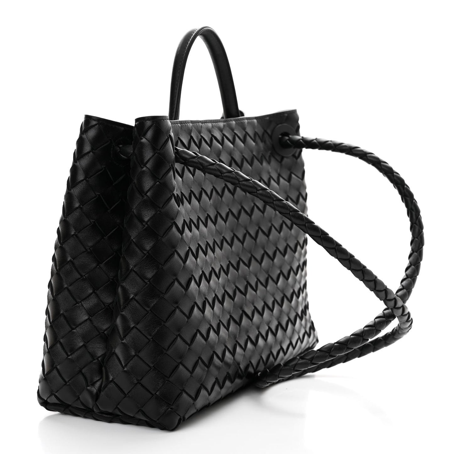 Nappa Intrecciato Medium Andiamo Shoulder Bag Black