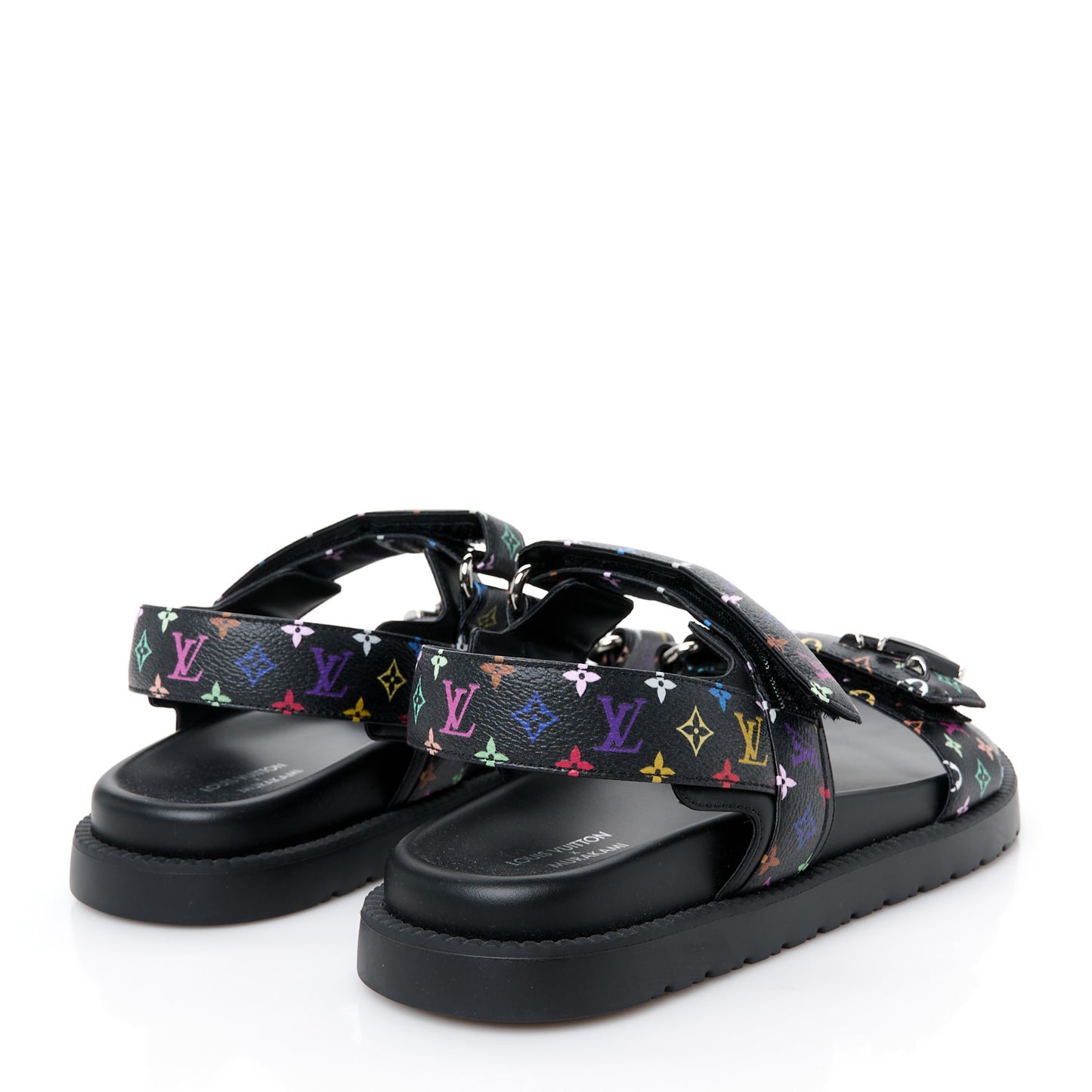 LV X TM Monogram Multicolor Sunset Flat Sandals 38 Black