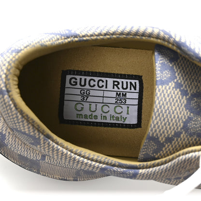 Gucci Ultralight Plume Calfskin Monogram Printed Womens Gucci Run Sneakers 37 Beige Blue 7 of 9