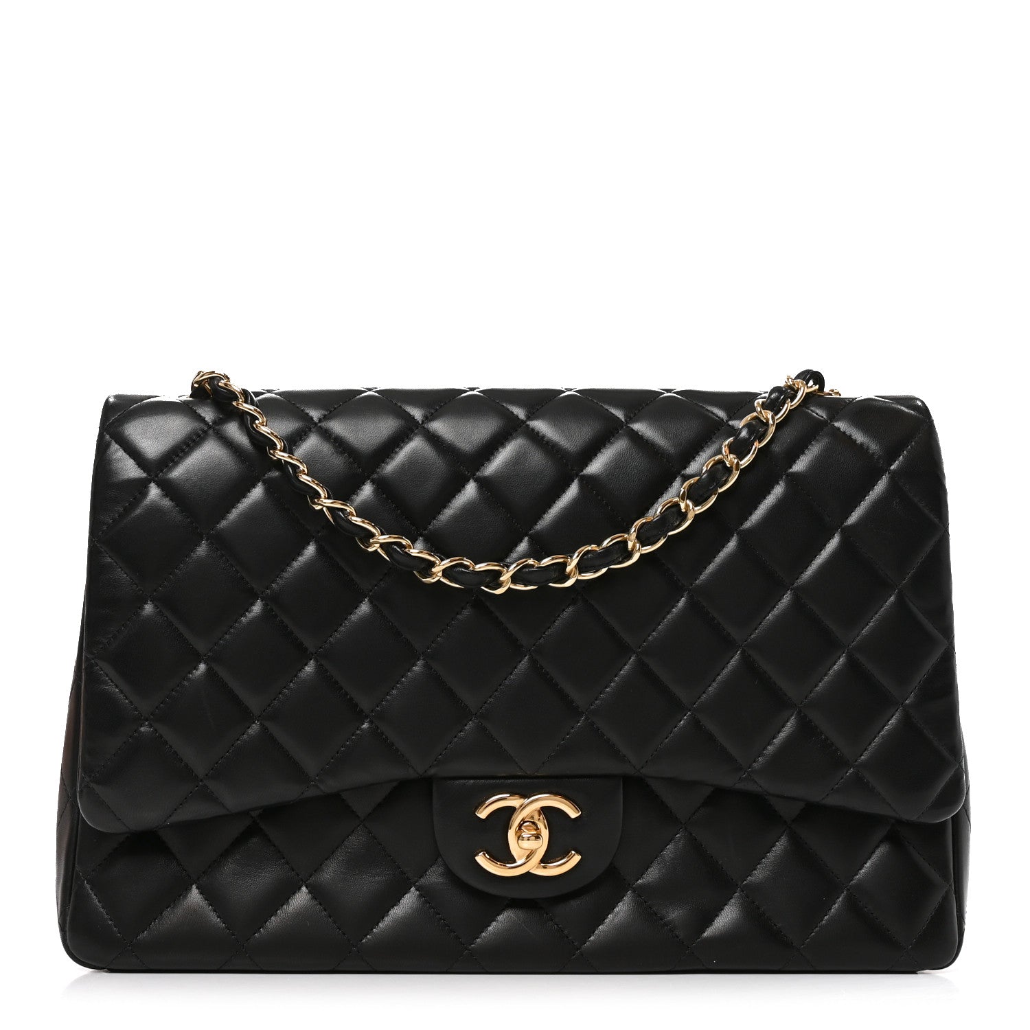 Chanel Lambskin Quilted Maxi Double Flap Black 1 of 10