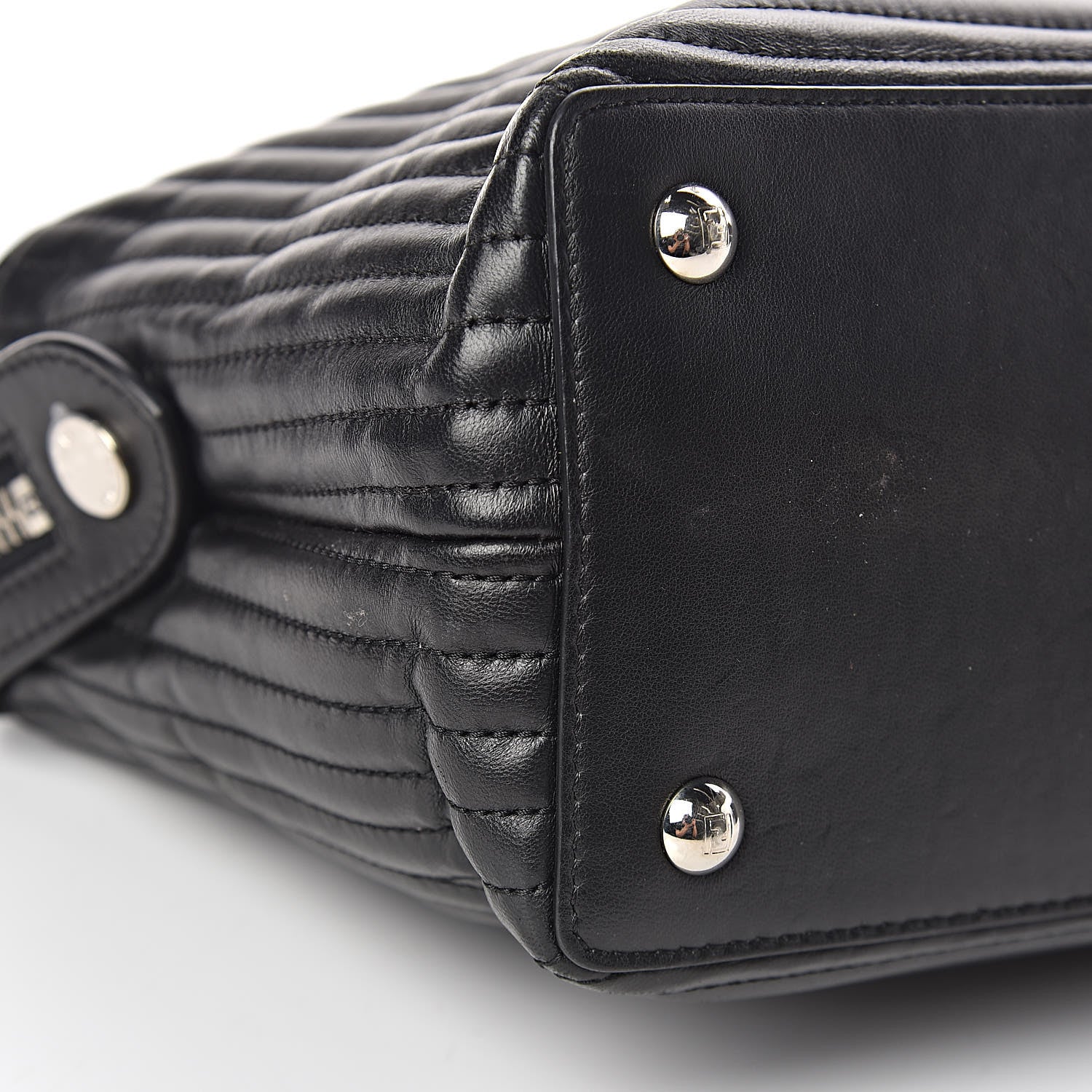 Fendi Shiny Nappa Trapuntata Chain Small DotCom Click Chain Satchel Black 5 of 14