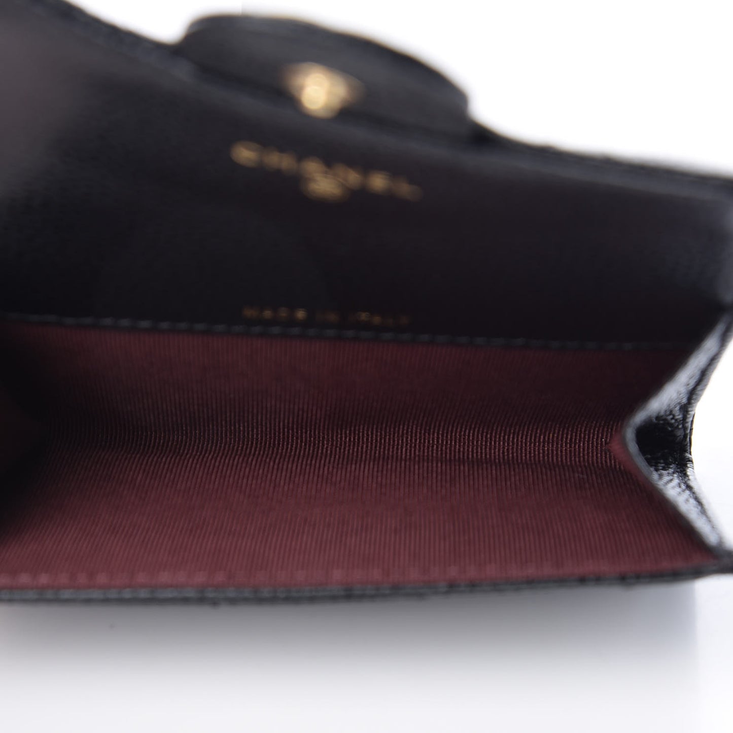 Caviar Quilted Flap Card Holder Black