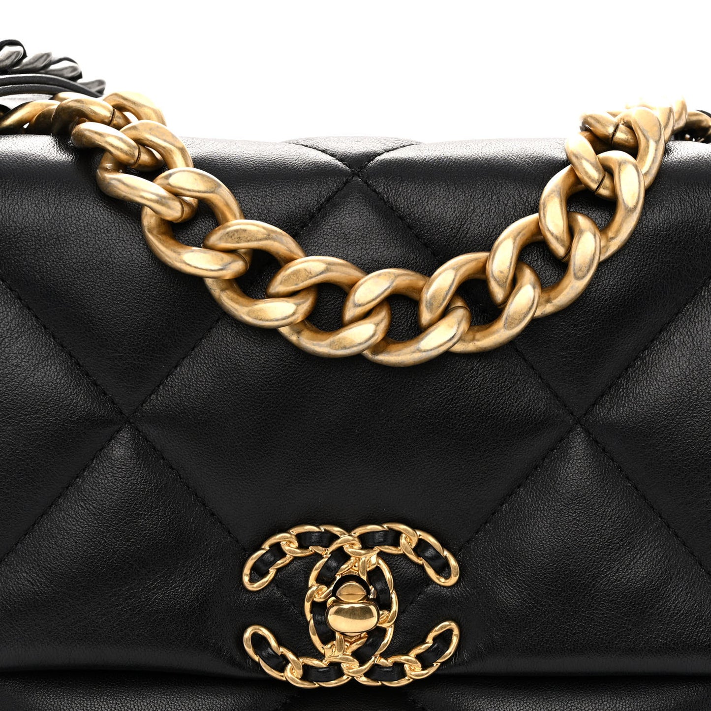 Goatskin Quilted Large Chanel 19 Flap Black