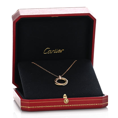 Cartier 18K Pink White Yellow Gold Diamond Trinity Pendant Necklace 5 of 5