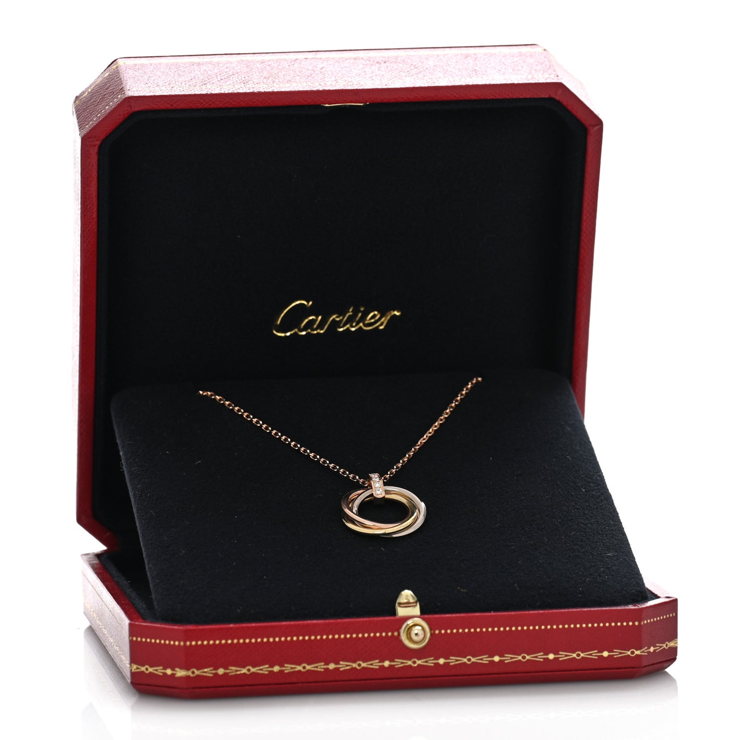 18K Pink White Yellow Gold Diamond Trinity Pendant Necklace