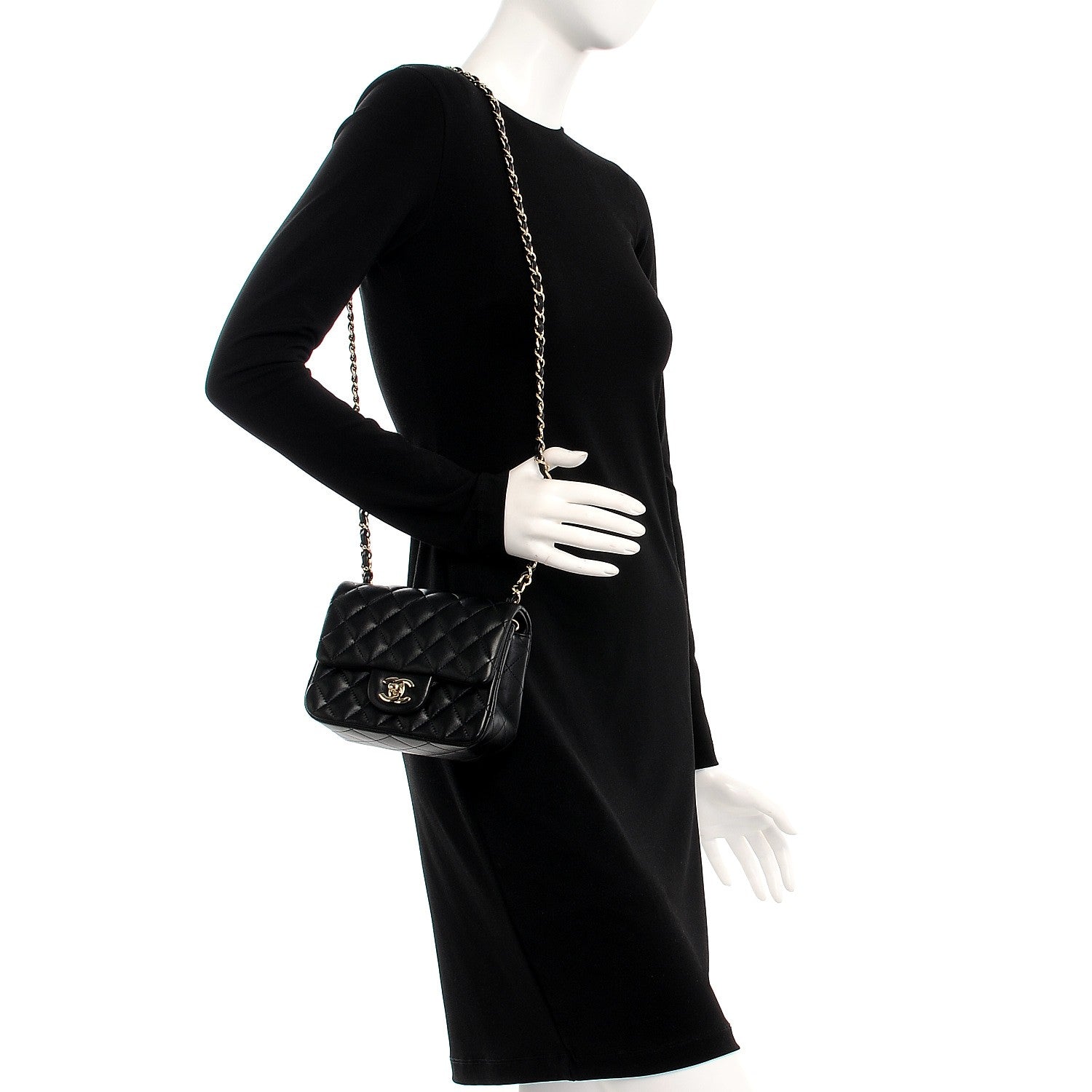 Chanel Lambskin Quilted Mini Square Flap Black 2 of 8