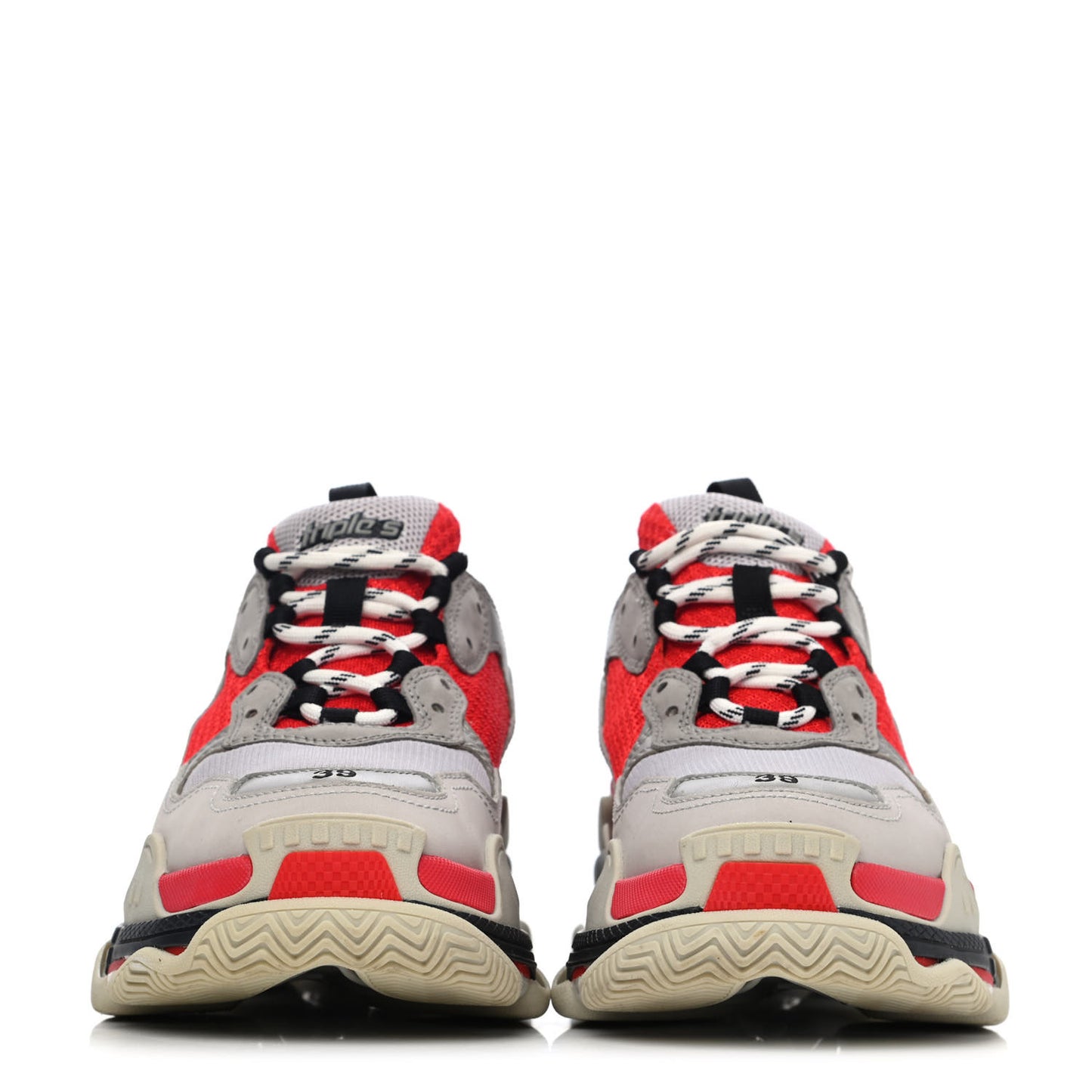 Fabric Mesh Womens Triple S Sneakers 39 Red Grey White