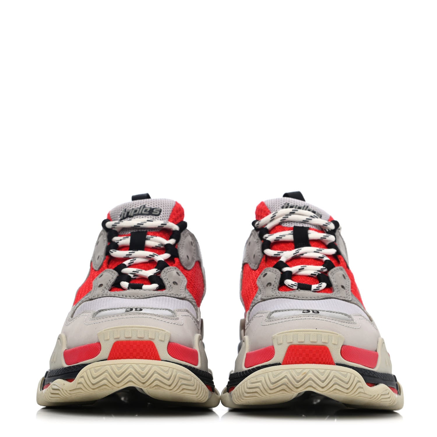 Balenciaga Fabric Mesh Womens Triple S Sneakers 39 Red Grey White 2 of 4