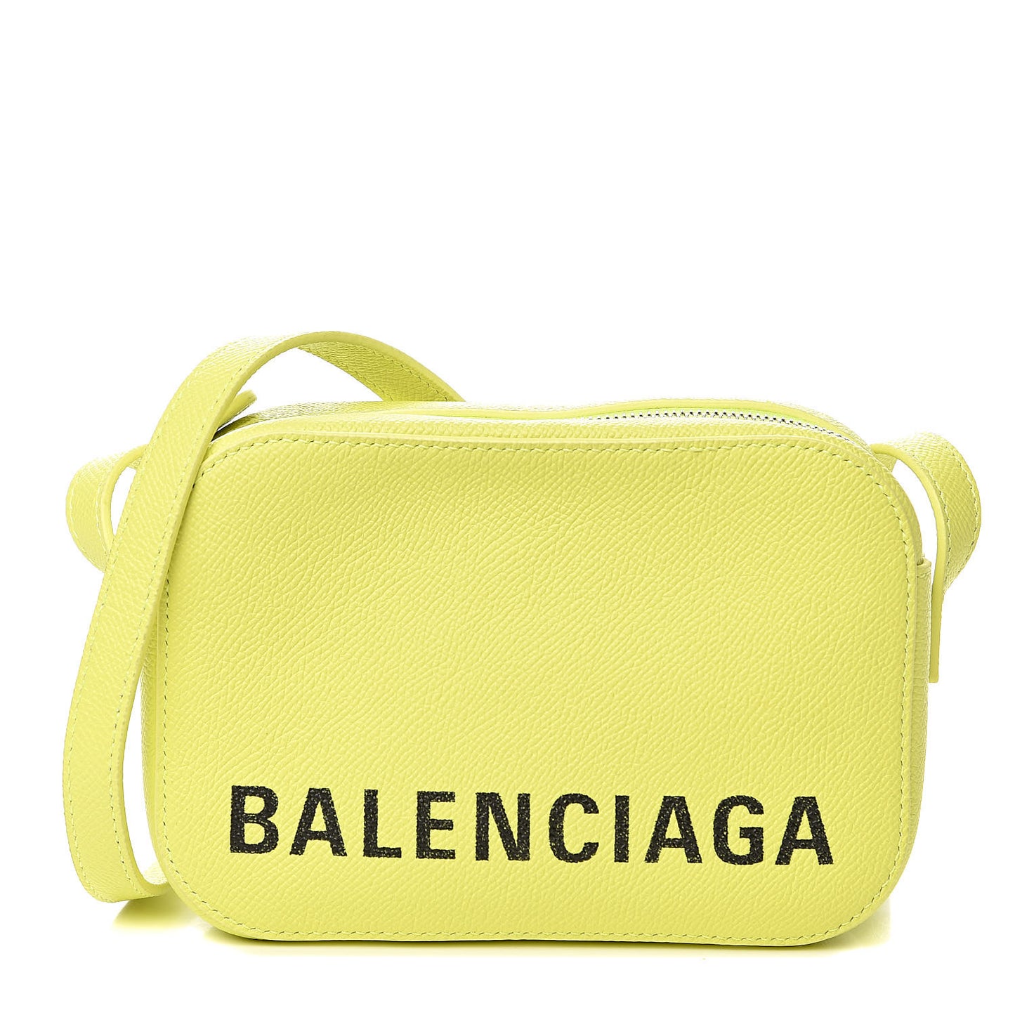 Signature Grained Calfskin Logo XS Ville Camera Bag Acid Green Black