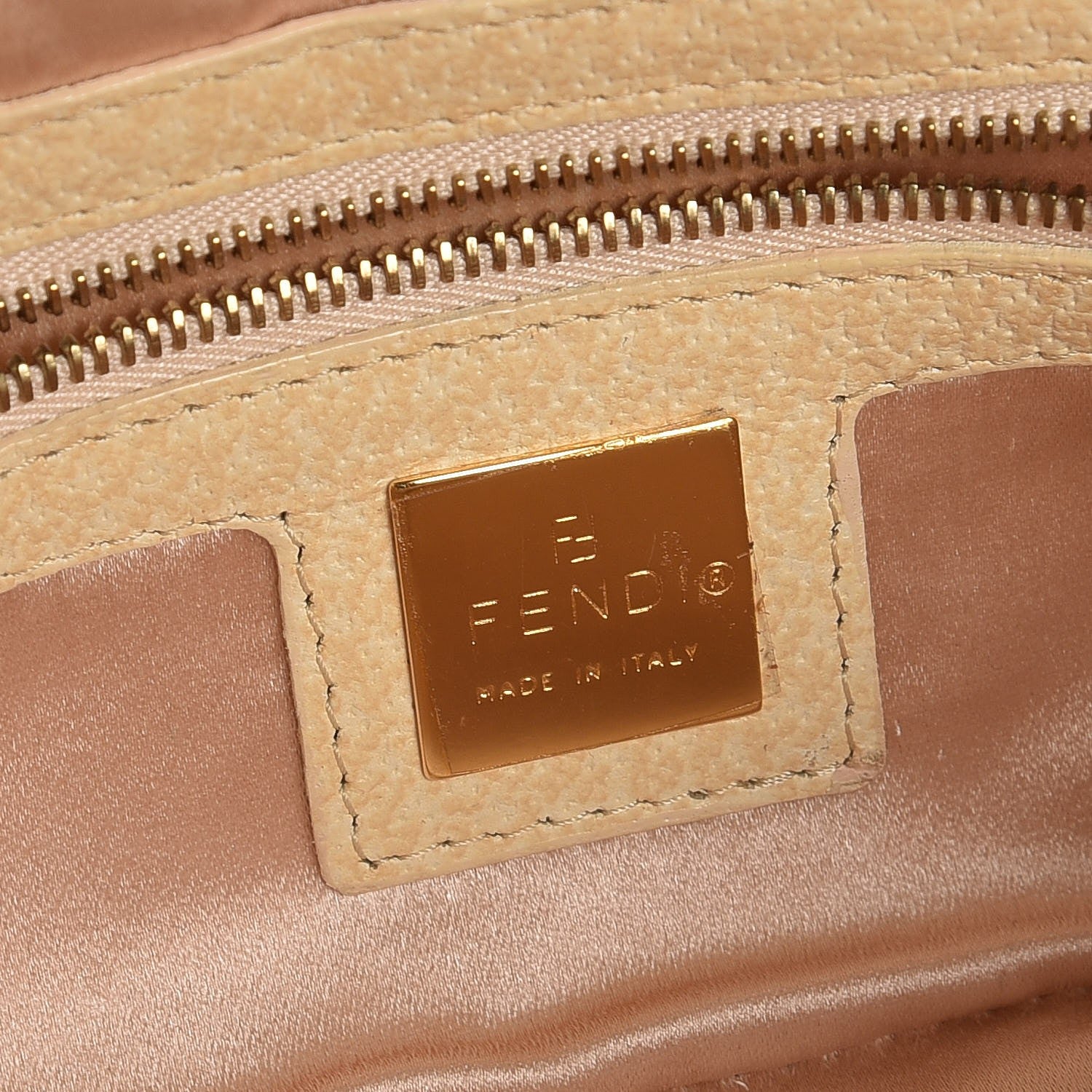 Fendi Metallic Calfskin Printed Mini Baguette Gold 6 of 8