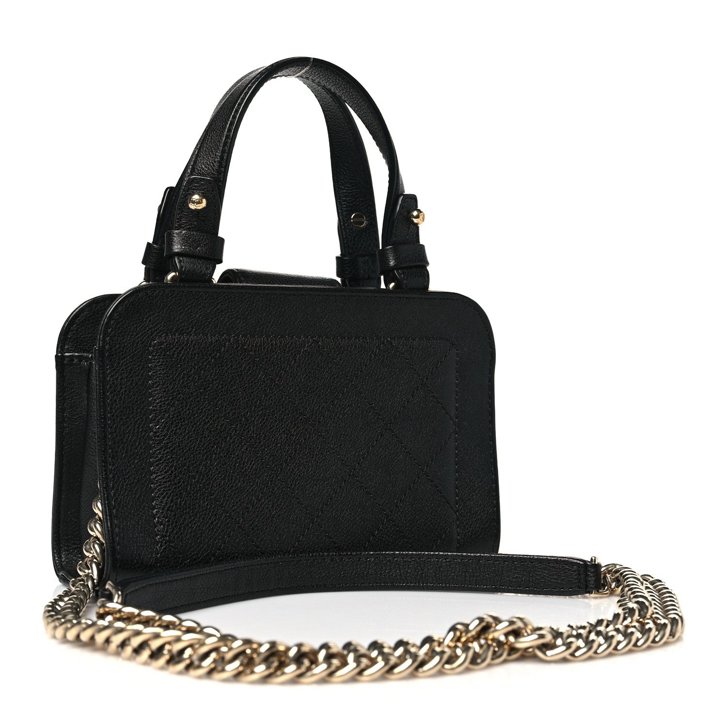 Chanel Grained Calfskin Stitched Mini Label Click Shopper Tote Black 3 of 10