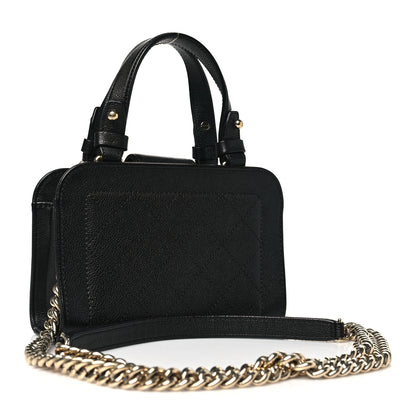 Chanel Grained Calfskin Stitched Mini Label Click Shopper Tote Black 3 of 10