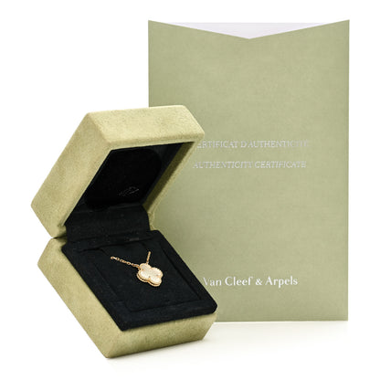 Van Cleef & Arpels 18K Yellow Gold Mother of Pearl Vintage Alhambra Pendant Necklace 6 of 6