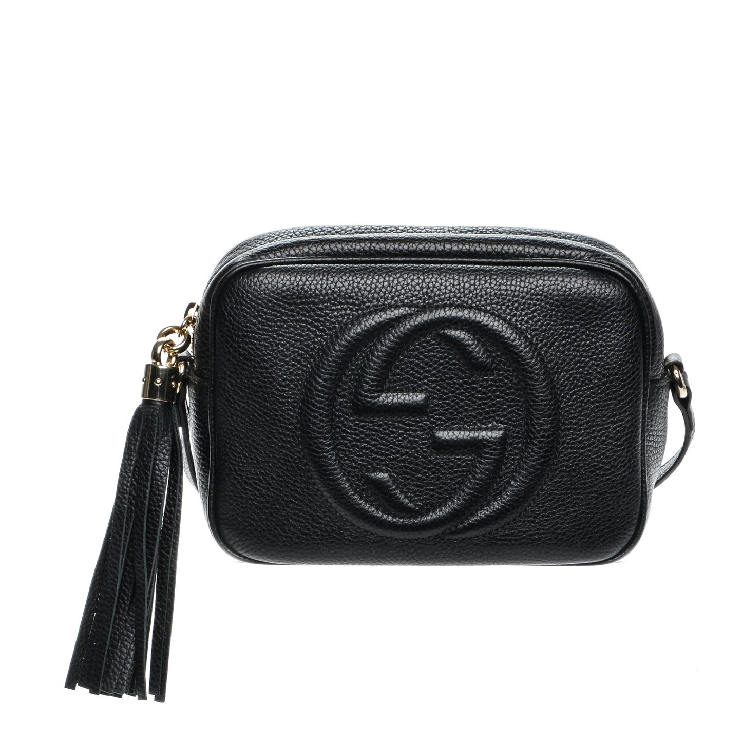 Pebbled Calfskin Small Soho Disco Bag Black