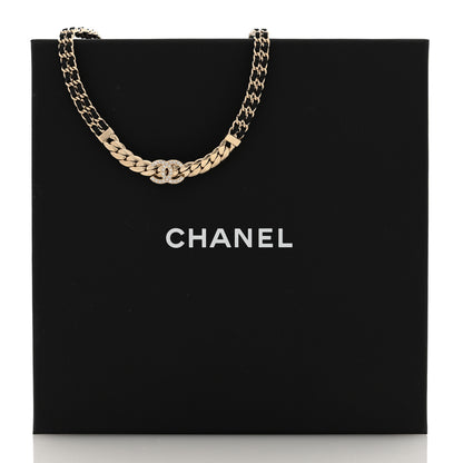 Chanel Lambskin Crystal CC Chain Choker Necklace Black Gold 5 of 5