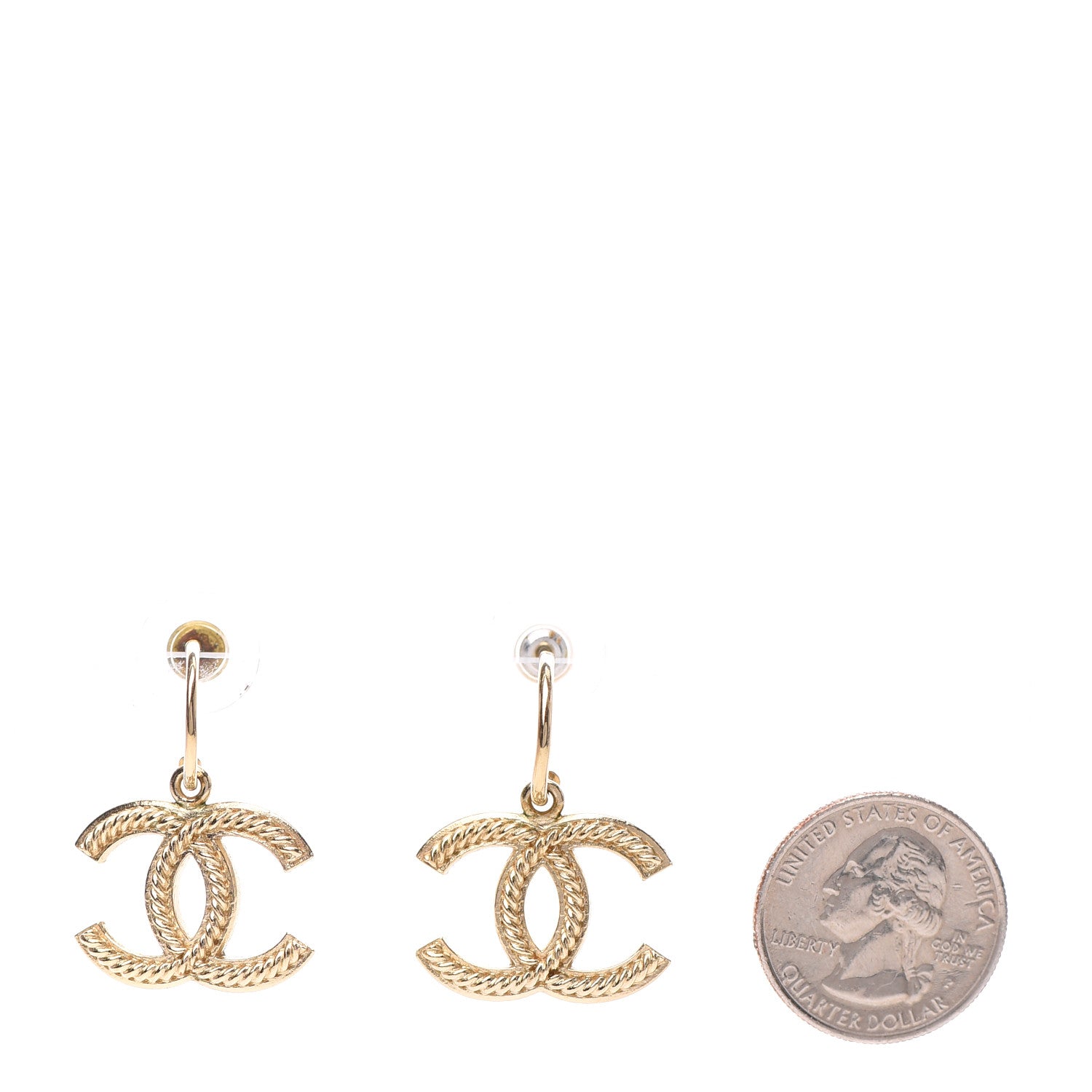 Chanel Twisted CC Hoop Drop Earring Gold 2 of 4