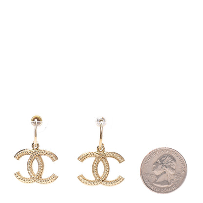 Chanel Twisted CC Hoop Drop Earring Gold 2 of 4