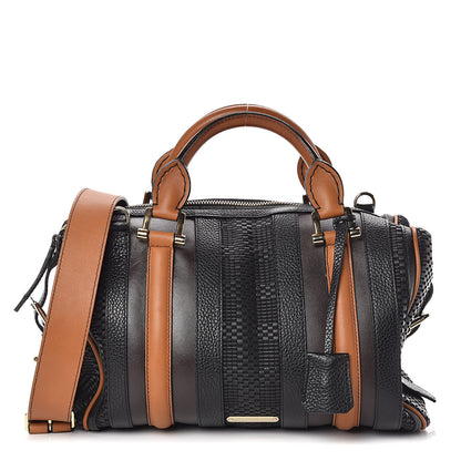Burberry Calfskin Raffia Prorsum Bowling Black Brown 1 of 10