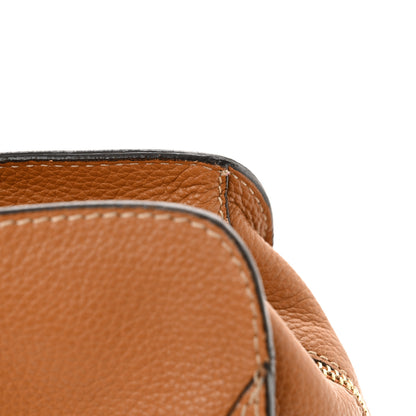 Alexander McQueen Pebbled Calfskin Small Skull Padlock Zip Around Tote Cognac 13 of 17