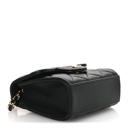 Chanel Lambskin Quilted Top Handle Flap Clutch With Chain Black 4 of 11