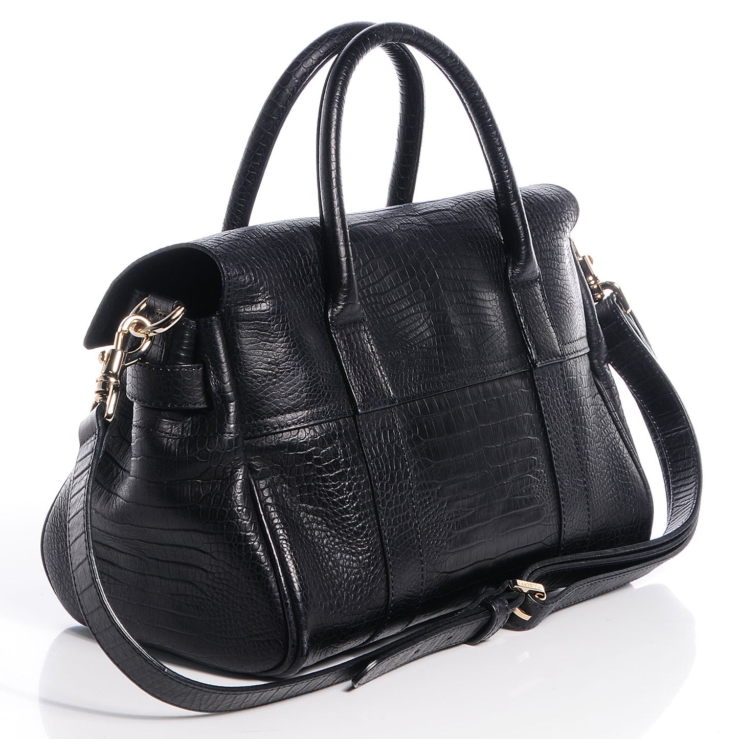 Mini Croc Print Small Bayswater Satchel Black