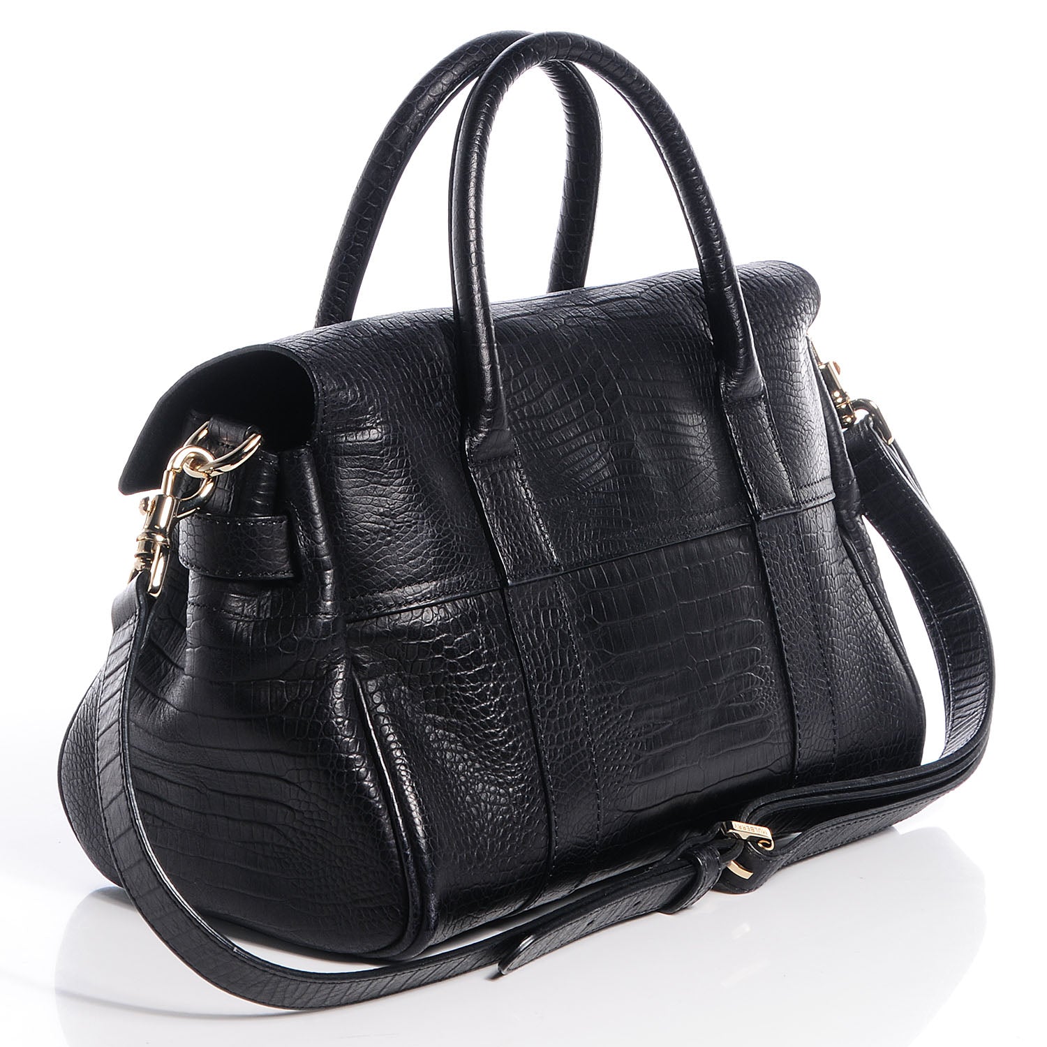 Mulberry Mini Croc Print Small Bayswater Satchel Black 3 of 13