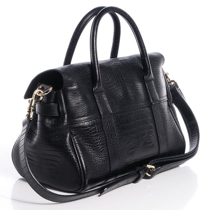 Mulberry Mini Croc Print Small Bayswater Satchel Black 3 of 13
