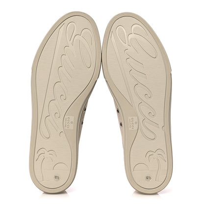 Gucci Washed Cotton GG Monogram Calfskin Mens Low Top Sneakers 10.5 White Mystic White 5 of 9