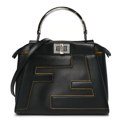 Fendi Nappa FF Mini Peekaboo Iconic Satchel Black Sunflower 1 of 14