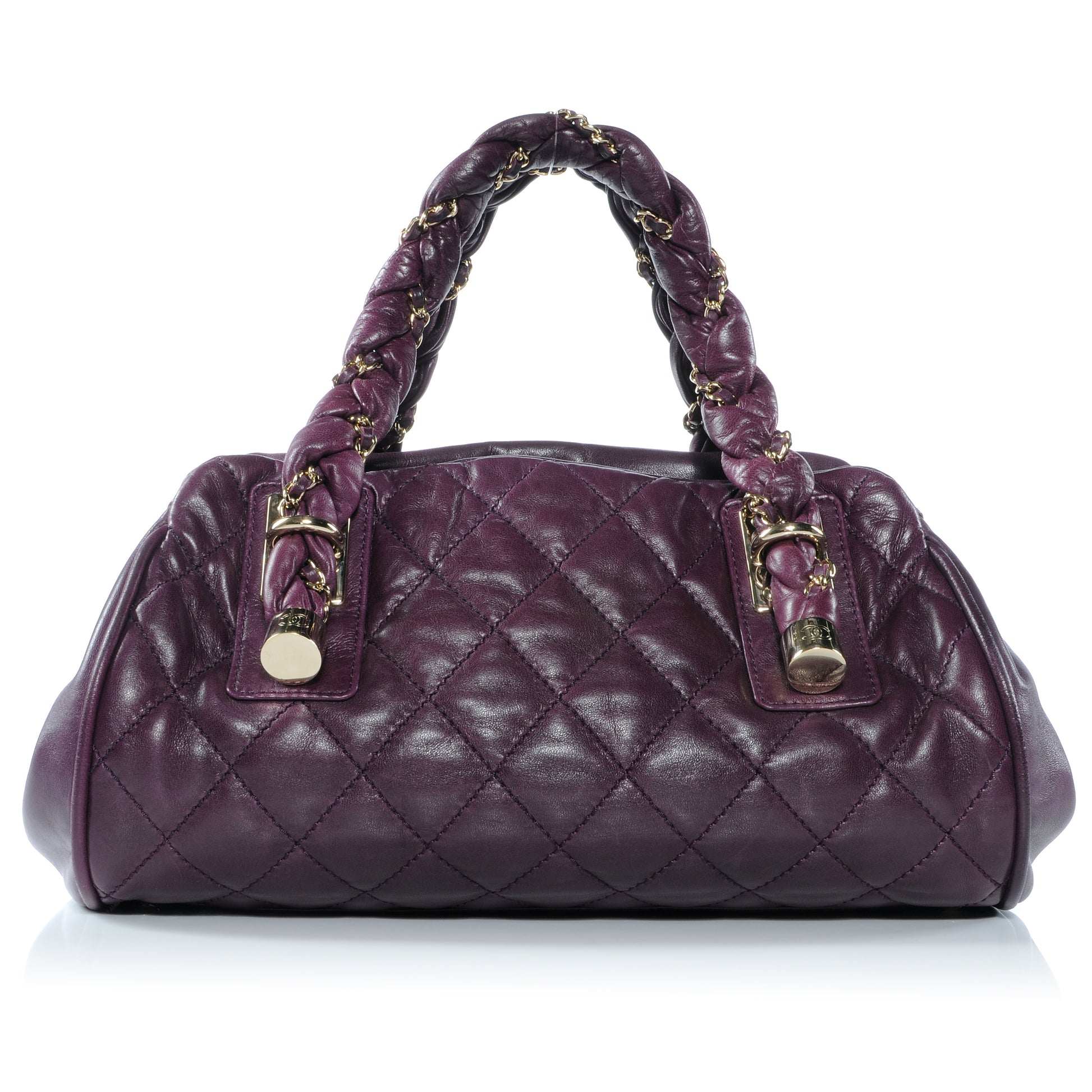 Chanel Distressed Lambskin Lady Braid Bowler Purple 1 of 9