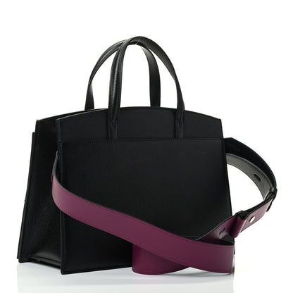 MCM Calfskin Medium Milano Tote Black Dark Purple 2 of 4
