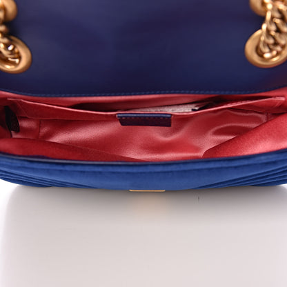 Gucci Velvet Matelasse Mini GG Marmont Shoulder Bag Cobalt Blue 5 of 10