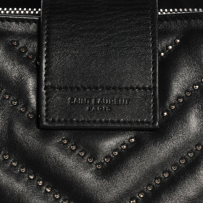 Saint Laurent Studded Matelasse Chevron Monogramme Shopper Tote Black 9 of 10