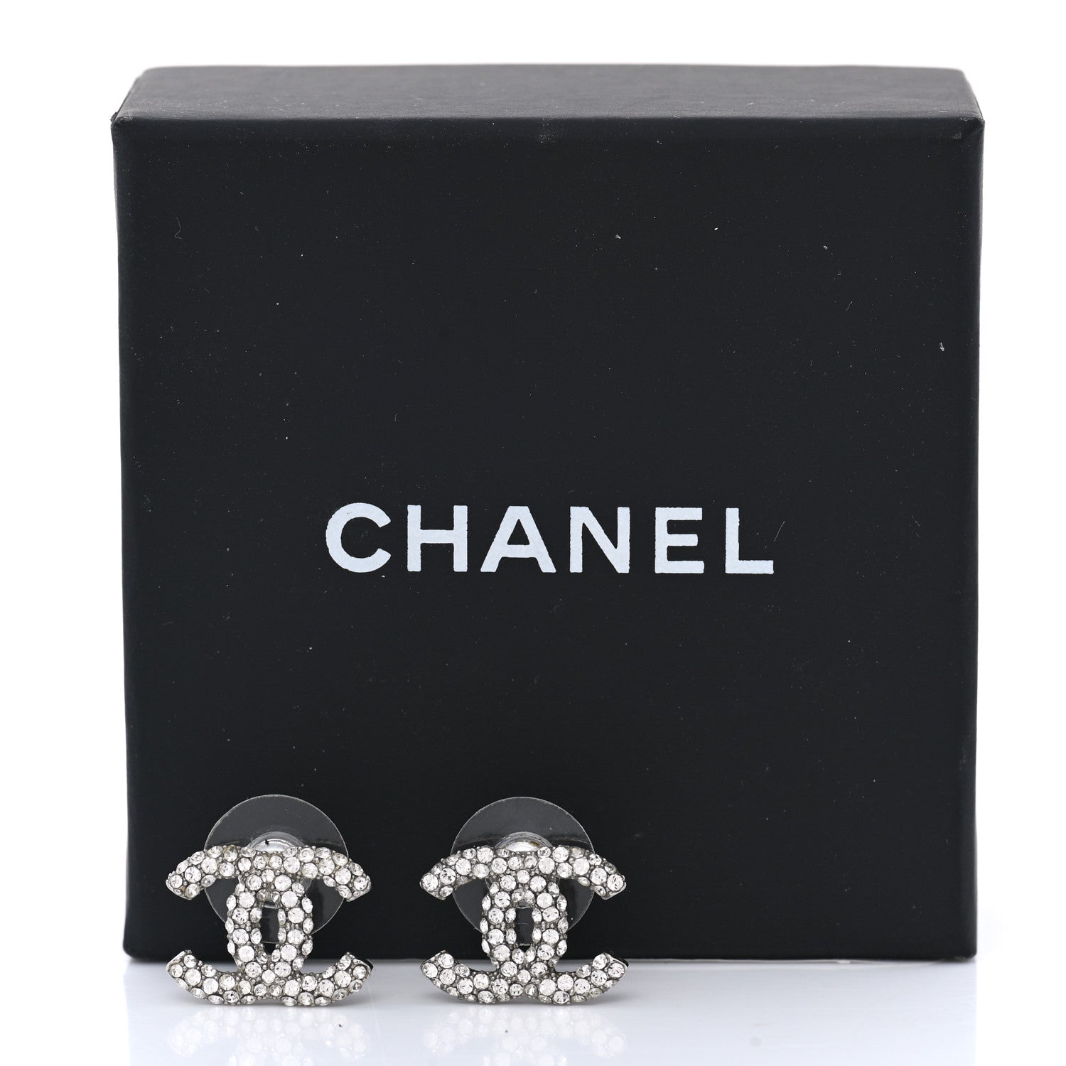 Chanel Crystal Mini CC Earrings Silver 5 of 5