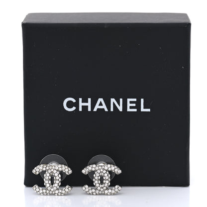 Chanel Crystal Mini CC Earrings Silver 5 of 5