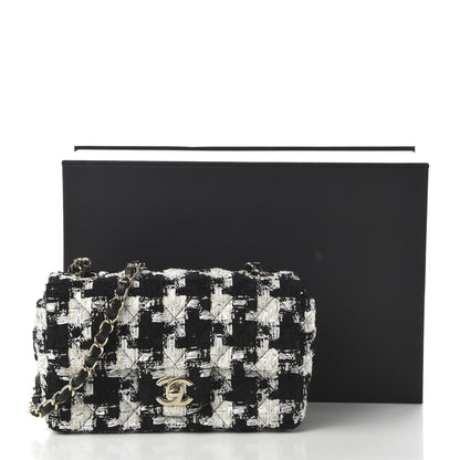 Chanel Tweed Quilted Mini Rectangular Flap Black Ecru White 11 of 11