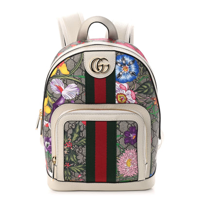 Gucci GG Supreme Monogram Flora Web Small Ophidia Day Backpack White 1 of 9