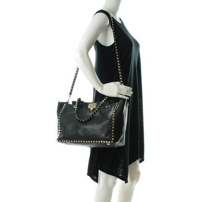 Valentino Garavani Vitello Medium Rockstud Tote Black 2 of 7