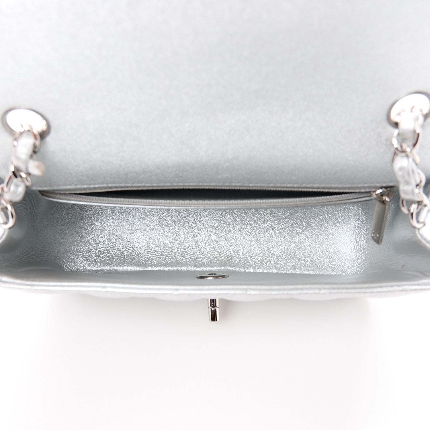 Chanel Metallic Lambskin Quilted Mini Rectangular Flap Silver 5 of 13