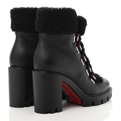 Christian Louboutin Grained Calfskin Shearling Edelvizir 70 Ankle Boots 37 Black 4 of 7